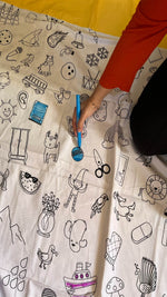 Load image into Gallery viewer, Colourable Bedsheet - Washable, Reuseable &amp; Storytelling bedsheet
