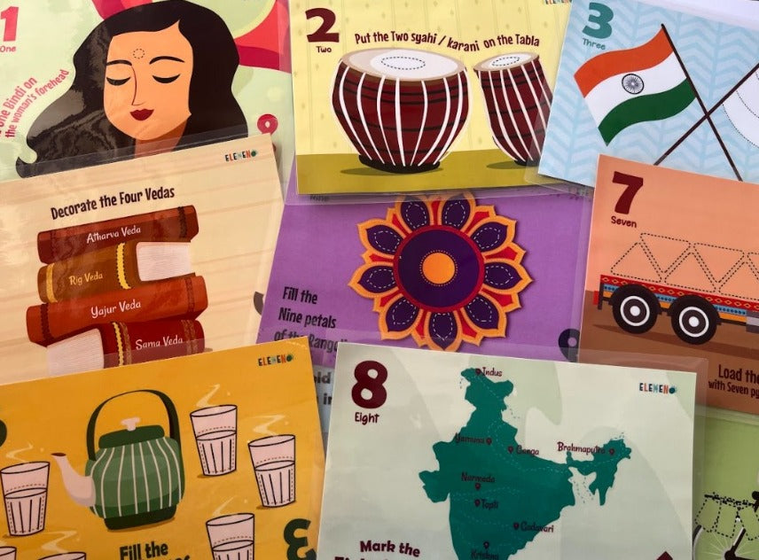 Hindi - English India Playdough Mats - Numbers (1-10)